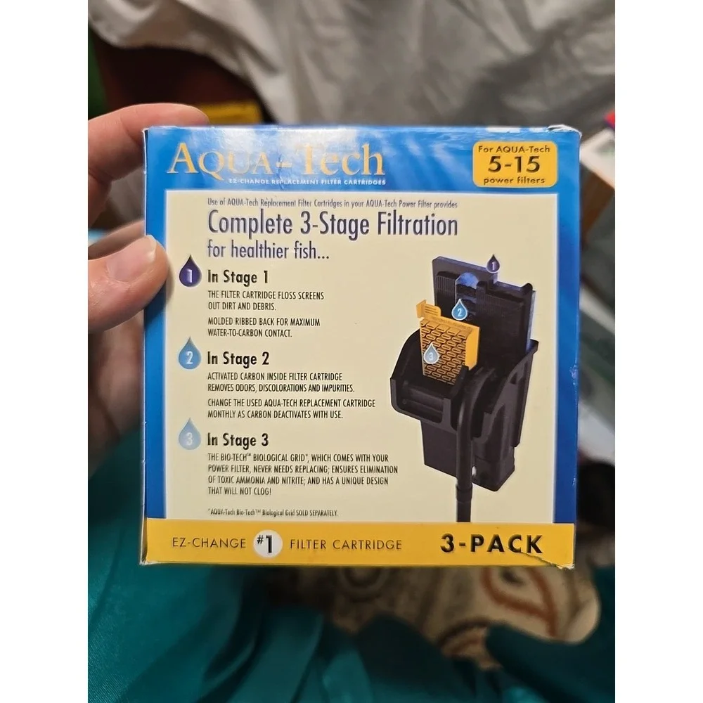 Aqua-Tech EZ Change Aquarium Filter #1 Cartridge For 5-15 Filters - 3 Pack NIB